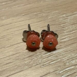 Coral Rose Stud Earrings